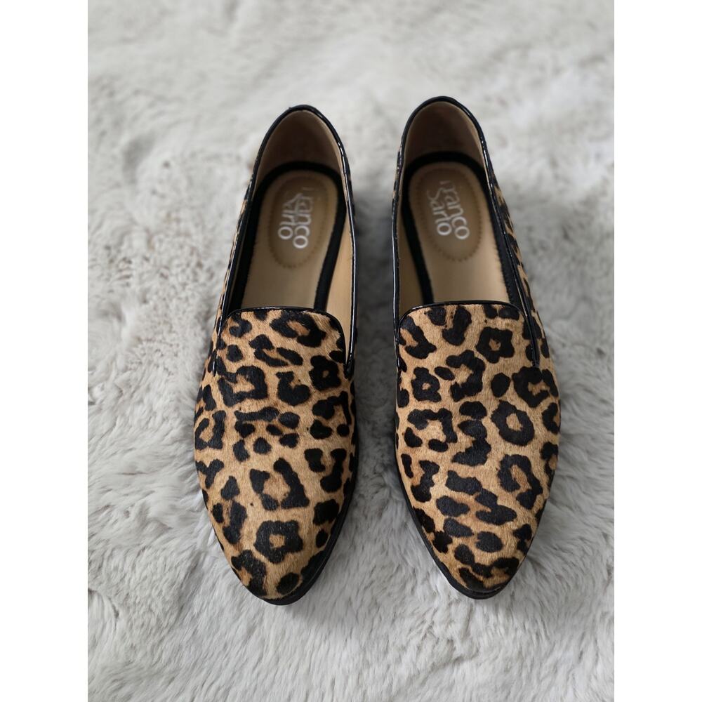 Franco Sarto leopard print, calf hair flats size 8